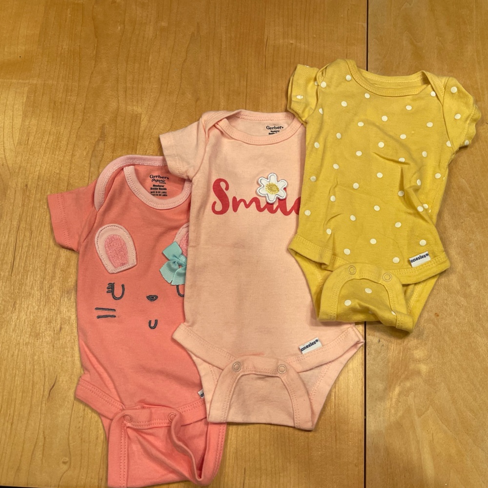 Gerber Bodysuit Pink and Yellow Newborn